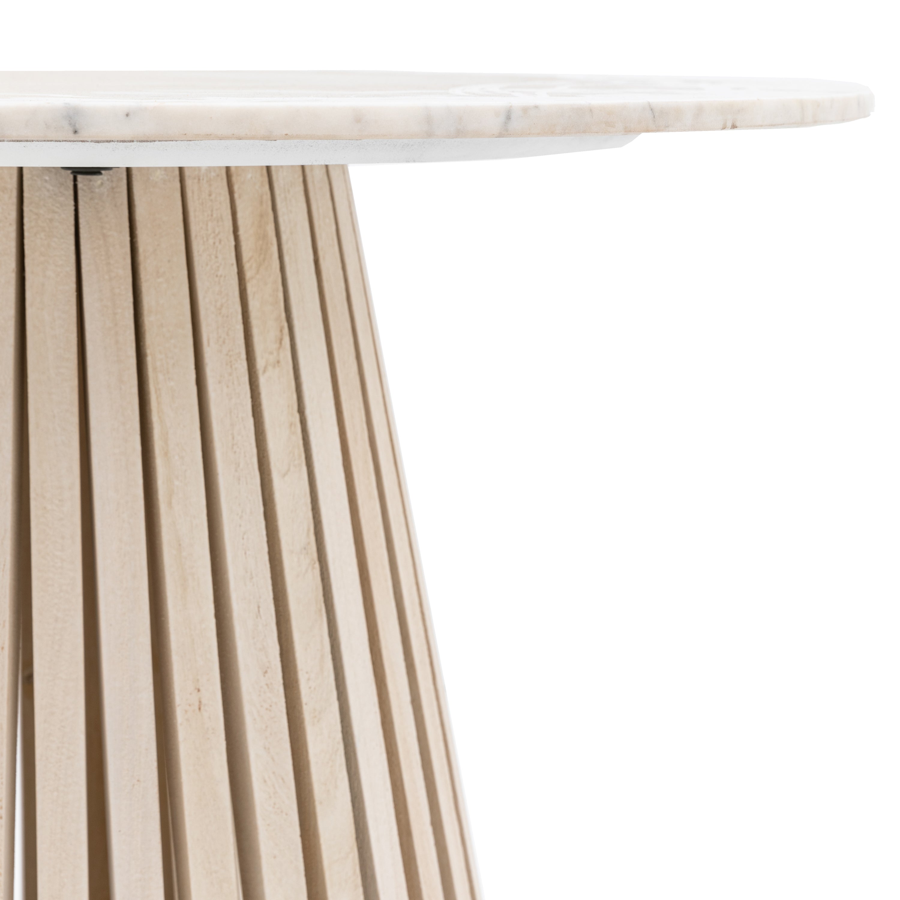 Ardeo Mango Wood & White Marble Round Dining Table | 4 Seater